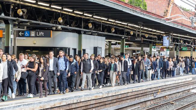 Train Delays Train delays continue at central due to a train that hit powerlines yesterday. Picture: Thomas Lisson