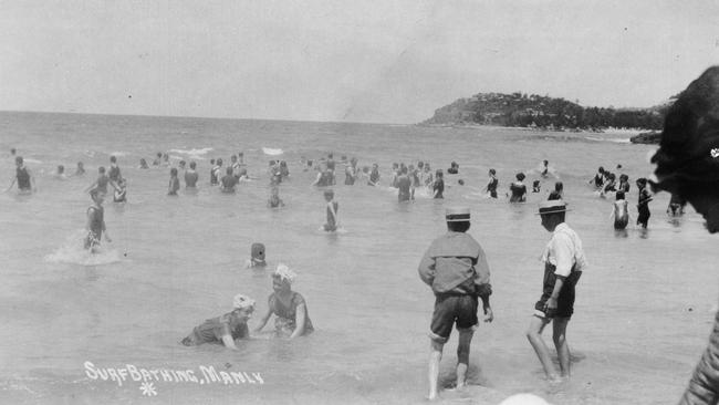 Bathers at Manly in the early 1900s. Picture Northern Beaches Library