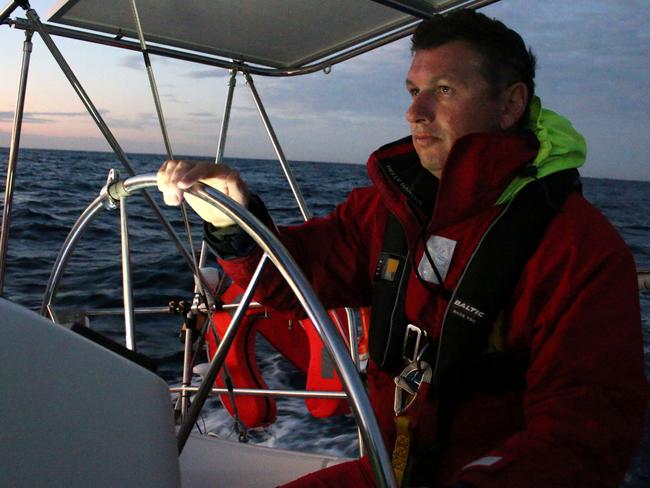 David Hows, 46, at the helm during the Sydney Gold Coast Yacht Race aboard Ocean Gem. Photo: Shaya Laughlin