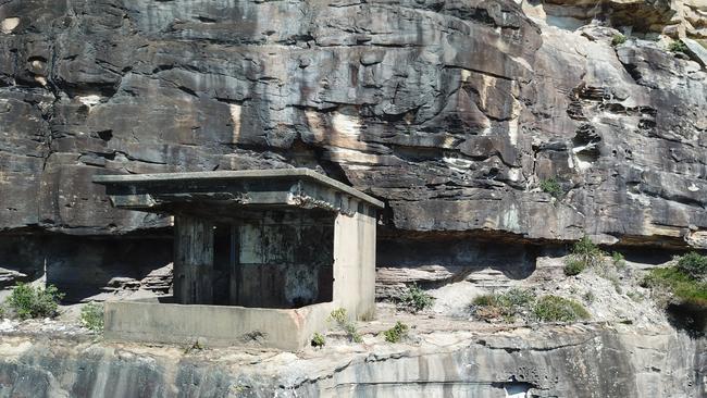 The northernmost searchlight emplacement halfway down the cliff near the tip of North Head