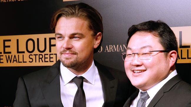 Actor Leonardo DiCaprio with Jho Low at the premiere of The Wolf of Wall Street in December 2013 in Paris. Picture: Getty Images.