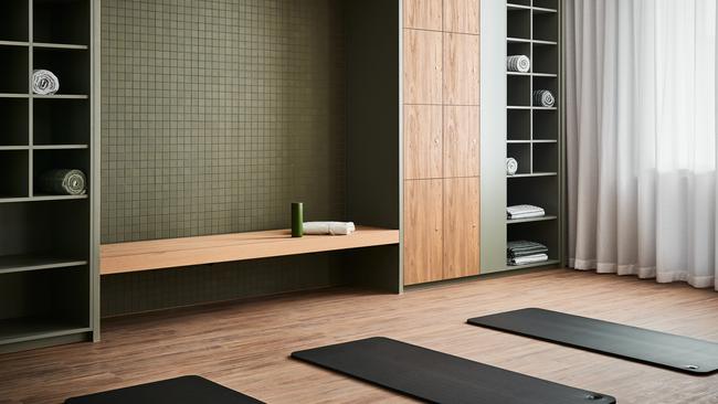 Stretching out for some yoga can be done in style without leaving the building.