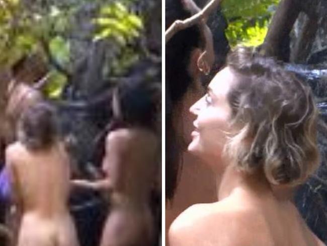 Dom and Aesha shower on I'm A Celeb.