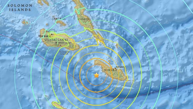 A 7.7-magnitude earthquake has rocked the Solomon Islands. Picture: USGS