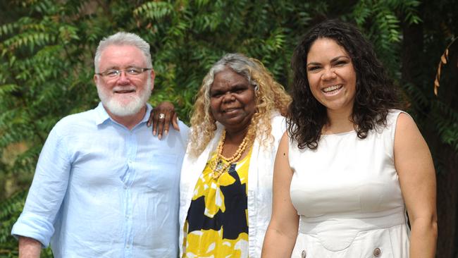 Jacinta Price with her mother Bess and father Dave on Australia Day in Alice Springs in 2016..