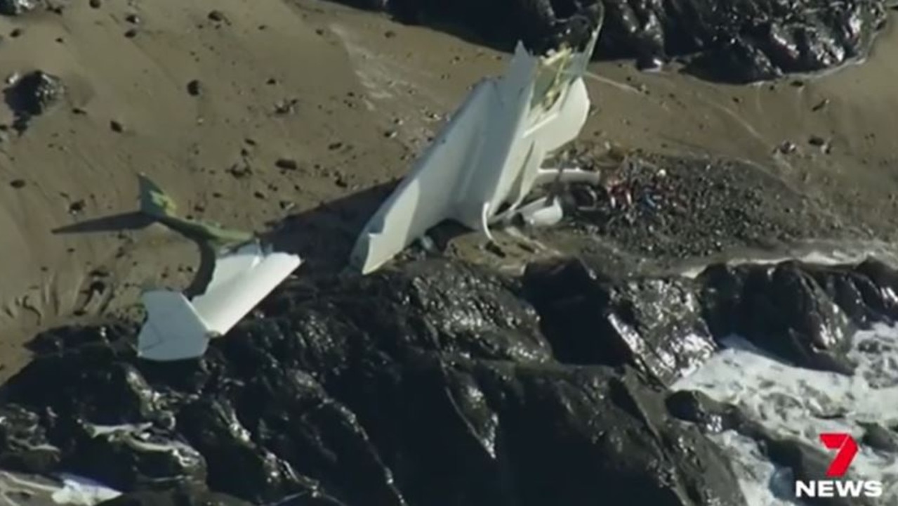 The plane crashed off south of San Francisco on Sunday. Picture: 7News