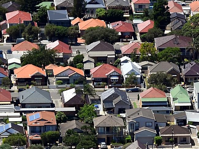 An aerial image shows houses located in the suburb of Matraville, in the New South Wales city of Sydney, Sunday, 17 February 2019. (AAP Image/Sam Mooy) NO ARCHIVING, EDITORIAL USE ONLY