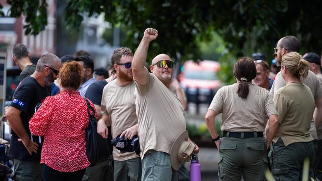 More than 40 Corrections officers and United Workers Union staff marched into the NT Parliament House on Tuesday February 11, 2025. Picture: Pema Tamang Pakhrin