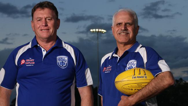 Parkmore president Michael Palma (right) with Rick Bean. Picture: Stuart Milligan