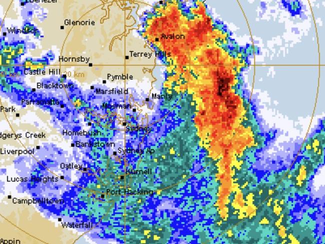 Bureau of Meteorology radar of the storms that passed over Sydney