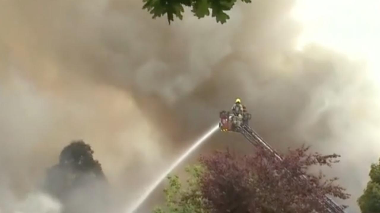 Over 100 firefighters were called to the blaze. Picture: 7NEWS