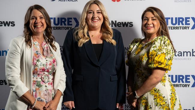 General Manager NTNews Kirsten Porteous, Melanie Plane Editor NT News and Cathryn Tillmouth Executive Director NT at the NT News Futures Northern Territory forum 2024. Picture: Pema Tamang Pakhrin