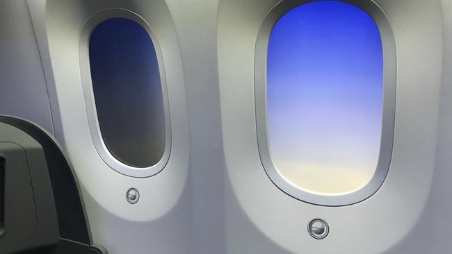 The shutterless windows in the Boeing 787.