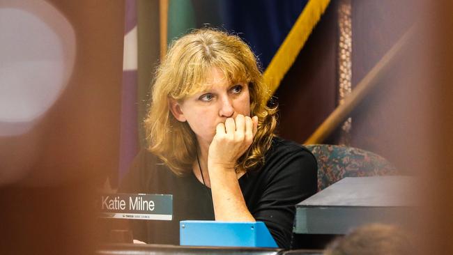 Tweed Shire Council Mayor Katie Milne at a council meeting. Picture: Nigel Hallett