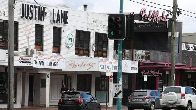 Justin Lane and the Pink Monkey in Burleigh Heads. Picture: Glenn Hampson.