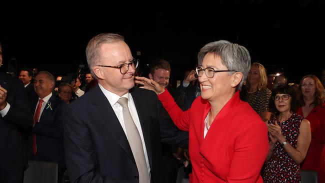 Labor leader Anthony Albanese with his shadow foreign affairs spokeswoman Penny Wong. Picture: Liam Kidston.