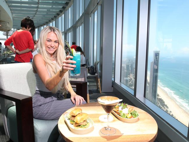 SkyPoint unveils modern new look in time for Gold CoastÃ¢â¬â¢s most breathtaking New YearÃ¢â¬â¢s Eve party, and Hayley Bogaard samples some of the new look menu. Picture Glenn Hampson
