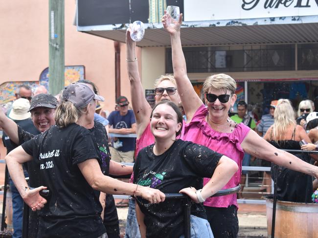 All smiles at the Apple and Grape Festival grape crush, 1 March, 2024