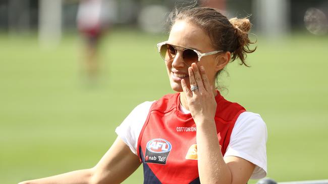 Academy Award winner Natalie Portman at a Melbourne training session at Gosch's Paddock this week. Picture: Robert Cianflone/Getty Images