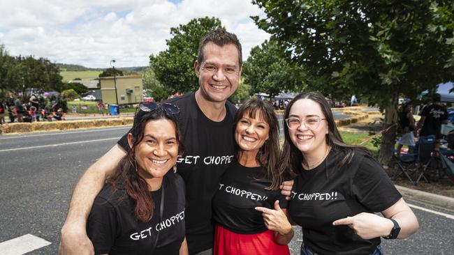 The Get Chopped support crew (from left) Niki Lawson, Chris Kalinowski, Kylie Turner and Rachel Green at the Greenmount Billy Kart Challenge, Saturday, November 23, 2024. Picture: Kevin Farmer