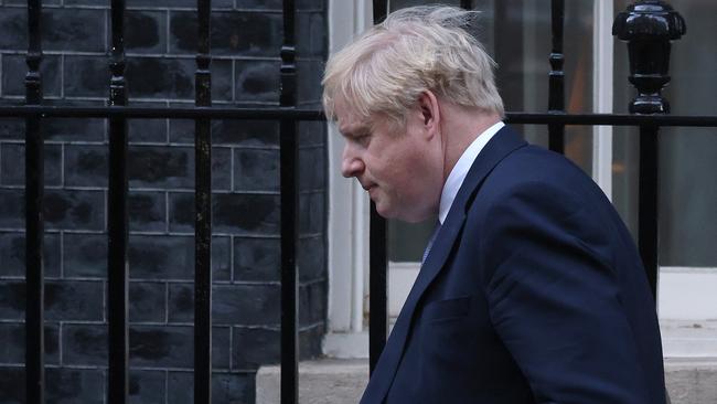 Prime Minister Boris Johnson leaves 10 Downing Street for parliament on Monday. Picture: Getty Images