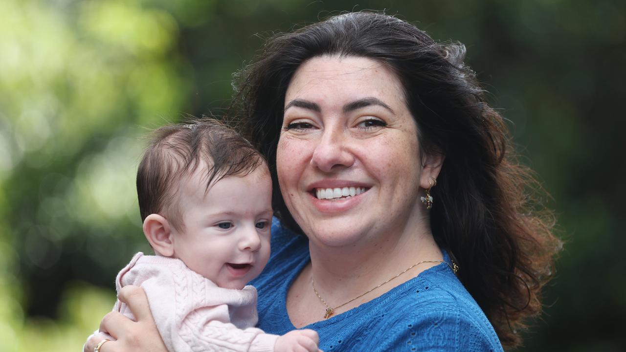 Caroline Eckert de Campos and baby Antonia Eckert Addati after their miracle ordeal to give birth. Picture: Annette Dew