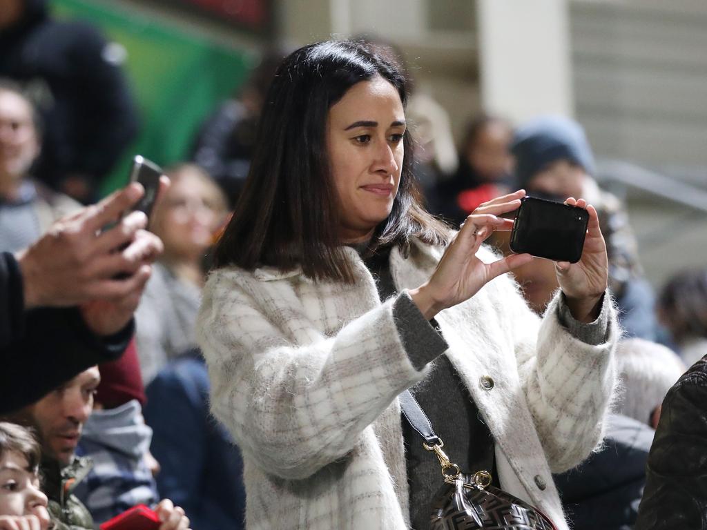 Maria Folau cheered her husband on from the stands.