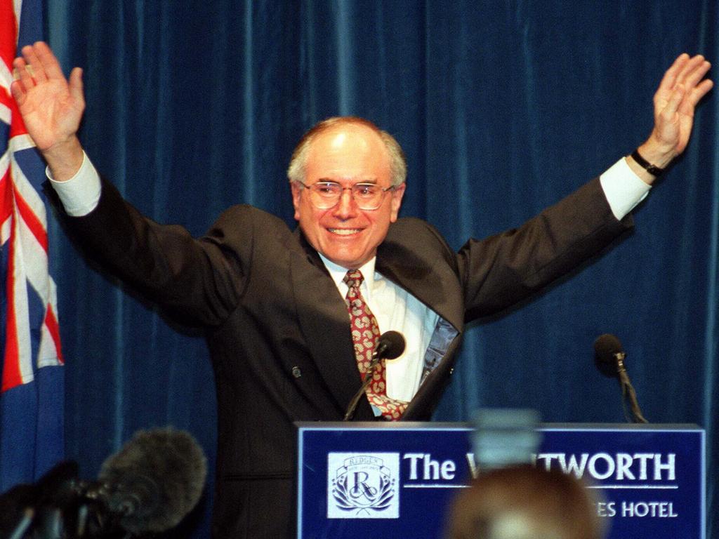 Former PM and Liberal Party leader John Howard claimed victory for the Coalition during the 1996 federal election campaign. Picture: Michael Jones