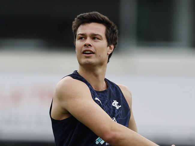 NCA. MELBOURNE, AUSTRALIA. August 31, 2024. AFL . Carlton training at Princes Park. Jack Silvagni of the Blues during todays training session . Pic: Michael Klein