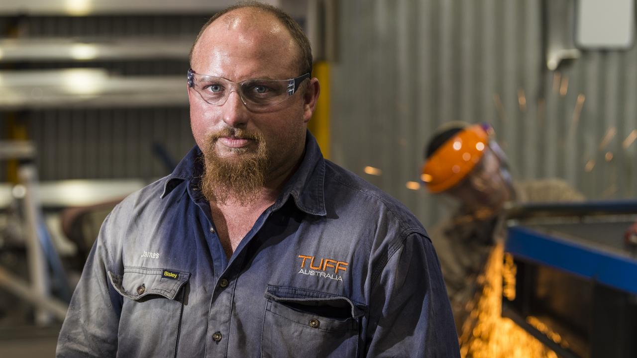 James Griffiths is an apprentice boiler maker at Tuff Australia, Monday, August 23, 2021. Picture: Kevin Farmer