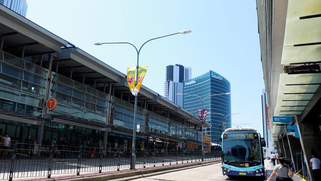 The Parramatta bus interchange where Richard Cao and Dylan McGregor-McDonald bashed three men in an unprovoked, drug-fuelled attack last year. Picture: AAP/Angelo Velardo