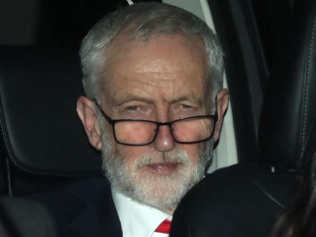 Britain's opposition Labour party leader Jeremy Corbyn leaves from the Houses of Parliament in Westminster, in central London on March 27, 2019, after hearing the outcome of the indicative votes on the alternative options for Brexit. - Prime Minister Theresa May on Wednesday pledged to step down if MPs back her EU divorce deal, in a bid to break the Brexit deadlock in Britain's fractured parliament. Her dramatic gambit came just two hours before MPs started a flurry of votes seeking a last-minute alternative Brexit plan to replace her deal. (Photo by Daniel LEAL-OLIVAS / AFP)