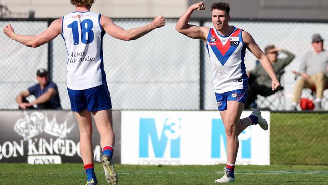 Mitchell Crapper celebrates a goal. Picture: George Sal