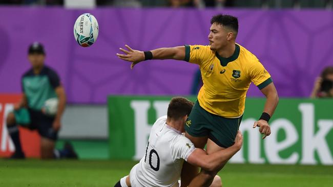 Teenager Jordan Petaia is a shining light in the Wallabies outfit. Picture: AFP