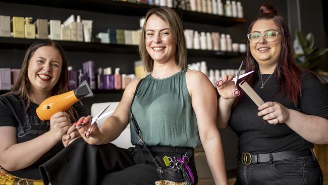 Genre Hairdressers Kasey Pearcey, Amanda Lee-Hyland, Lily-Lyn Britt. Photo: Eddie Safarik