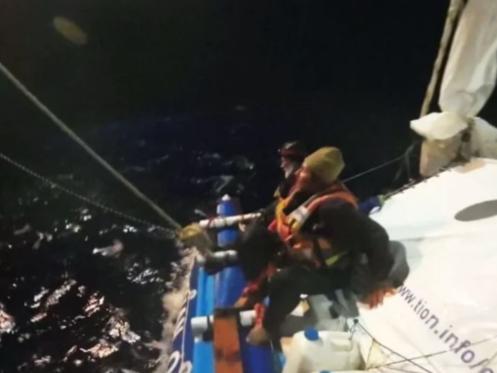 The Tion crew were rescued in the open ocean about 835km southeast of Cairns. Picture: Instagram