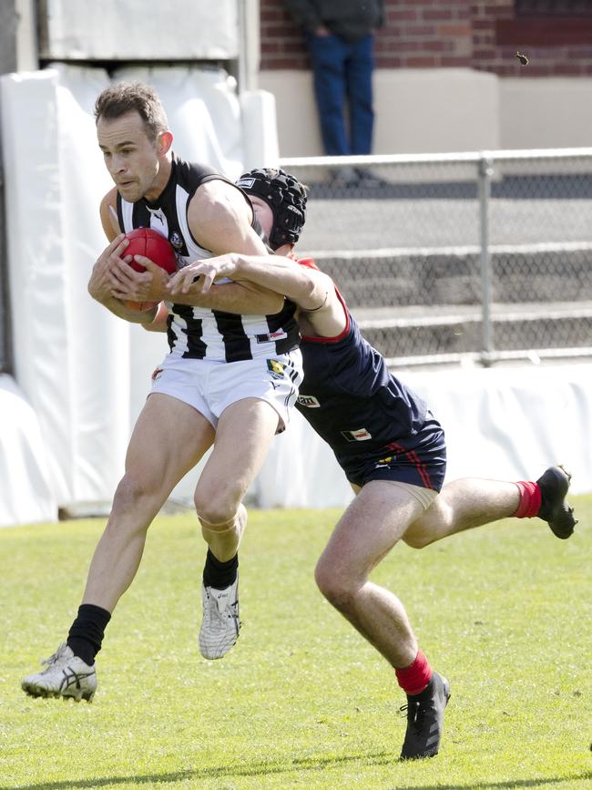 Glenorchy Jaye Bowden marks during the game against North Hobart at North Hobart. Picture Chris Kidd