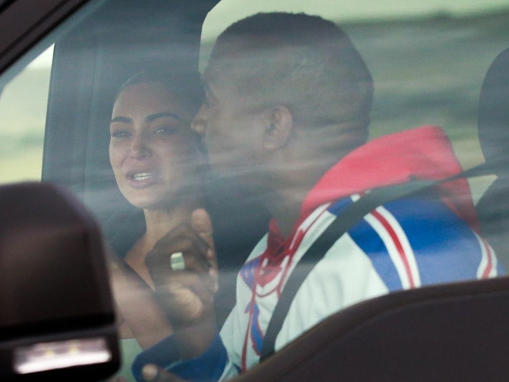 Kim Kardashian and Kanye West argue after leaving a Wendy's fast food restaurant in Wyoming. Picture: CPR/DSanchez / BACKGRID