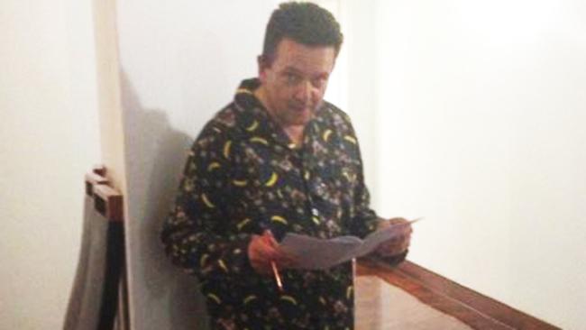 Nick Xenophon in his pyjamas. Picture: Francis Keany/ABC