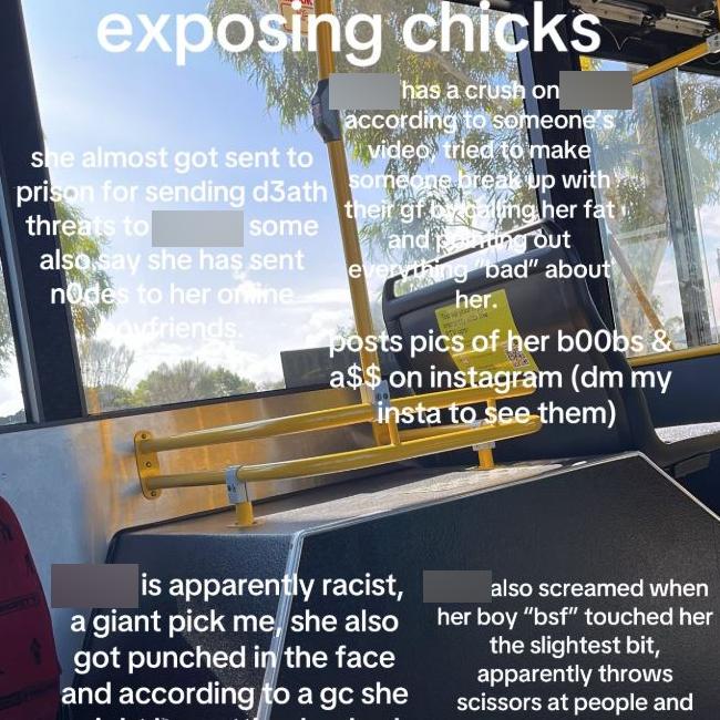 TikTok screenshots of bullying at a Victorian school. Picture: Supplied