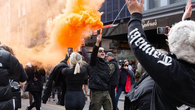 The protesters brought chaos to Melbourne’s streets on Saturday. Picture: Sarah Matray / NCA NewsWire