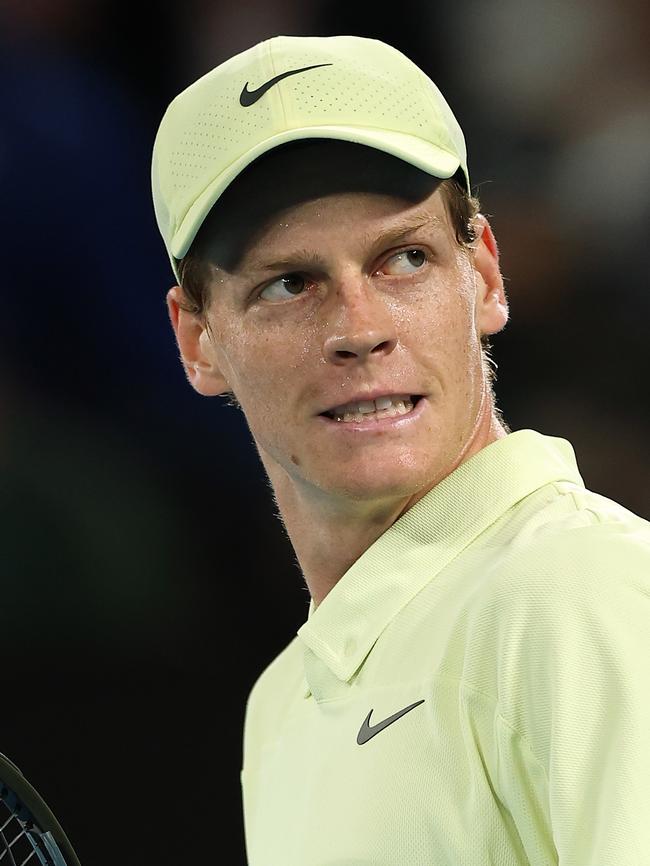 Sinner celebrates his win on Wednesday. Picture: Getty Images