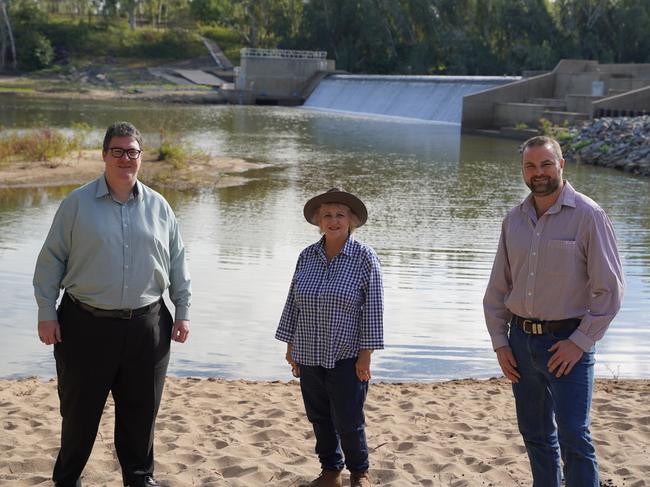 Michelle Landry with Member for Dawson George Christensen and Bowen River Utilities CEO John Cotter touring Collinsville near the Urannah Dam site.