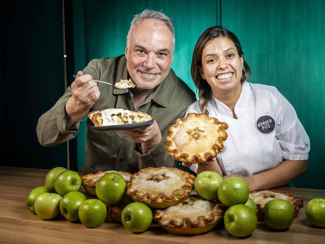 Winter recipes with Ray Capaldi.Chef Raymond Capaldi and Wonder Pies founder with his apple pie inspired from his nan's recipe. Pictured with chef Anna Clemente.Picture by Wayne Taylor 13th June 2024