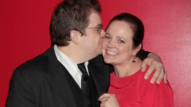 Oswalt with late wife Michelle. Picture: Rex Features / Splash News