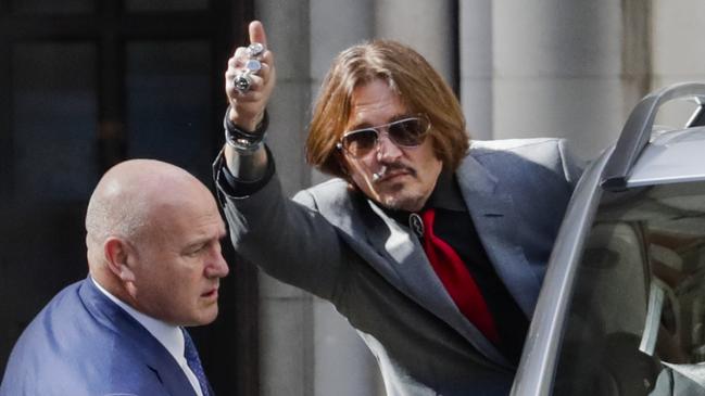 Johnny Depp leaves the Royal Courts of Justice in London. Picture: Getty