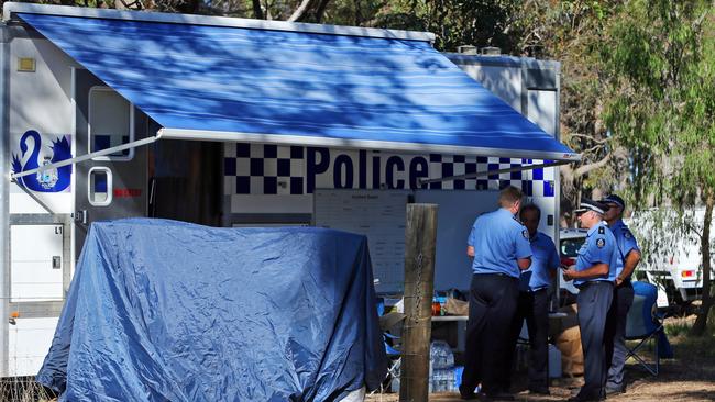 Police forensics investigate the suspected murder-suicide. Picture: AAP