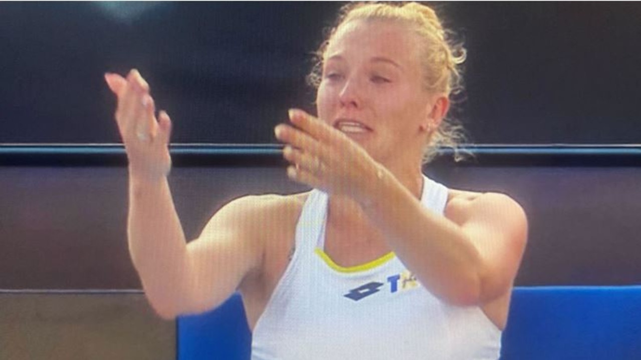 Katerina Siniakova screamed at her player’s box after the double fault.