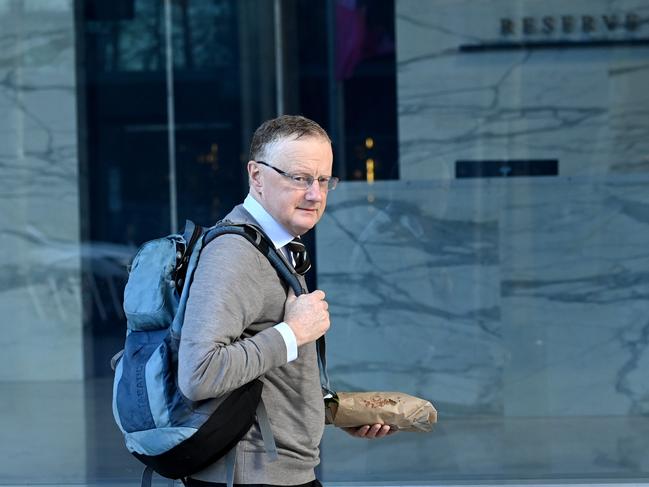 Philip Lowe outside the RBA HQ in Sydney. Picture: Jeremy Piper