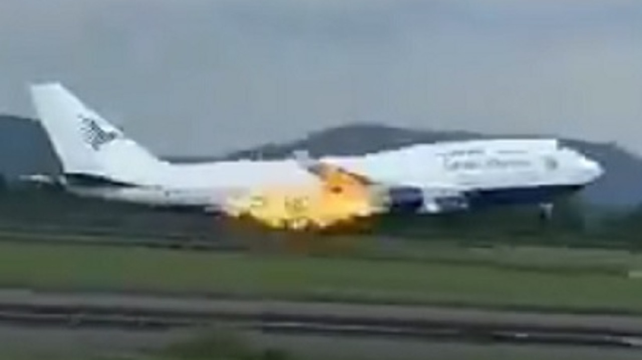 Boeing engine catches fire in wild footage